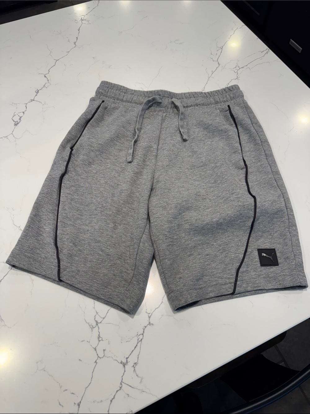 Puma Men's Heather Gray Athletic Shorts with Black Trim